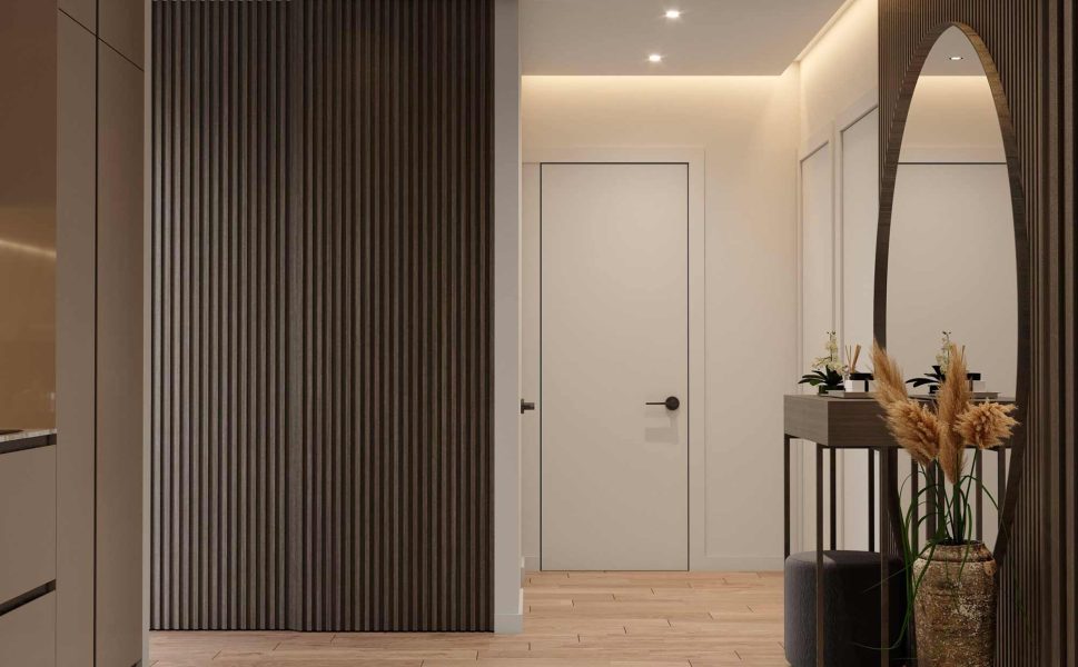 Porte intérieure moderne blanche avec poignée noire